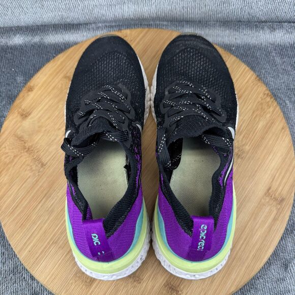 Nike Epic React Flyknit 2 Shoes Youth Size 5Y Black Purple Running Sneakers - Picture 5 of 9